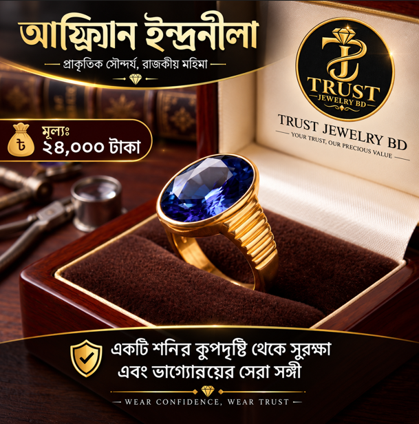 আফ্রিকান ইন্দ্র নীলা পাথরের রিং