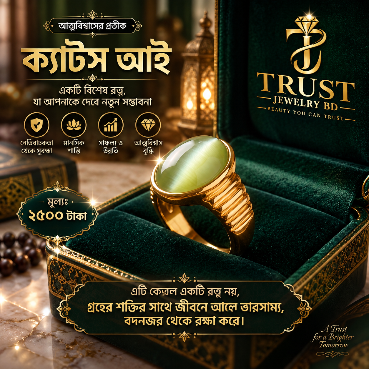 ইন্ডিয়ান টাটা ক্যাটস আই পাথরের আংটি
