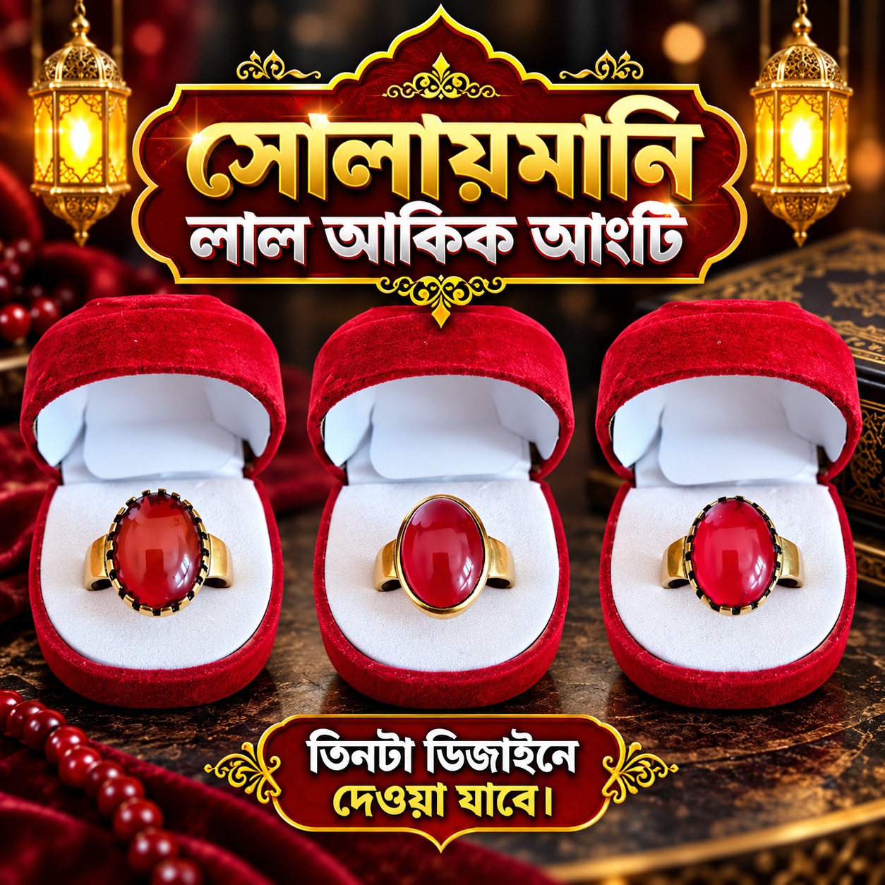 সোলায়মানি লাল আকিক আংটি