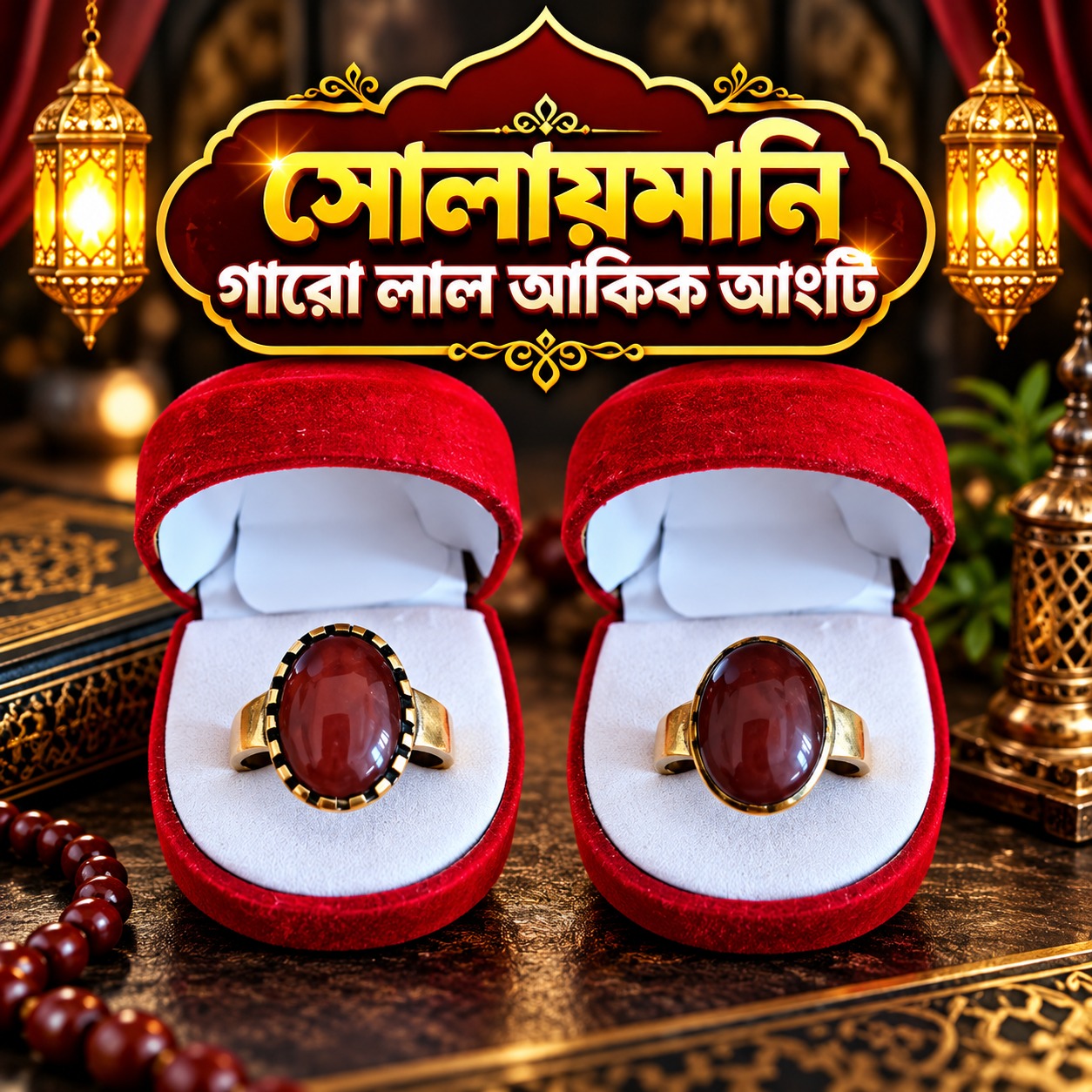 সোলায়মানি গারো লাল আকিক আংটি
