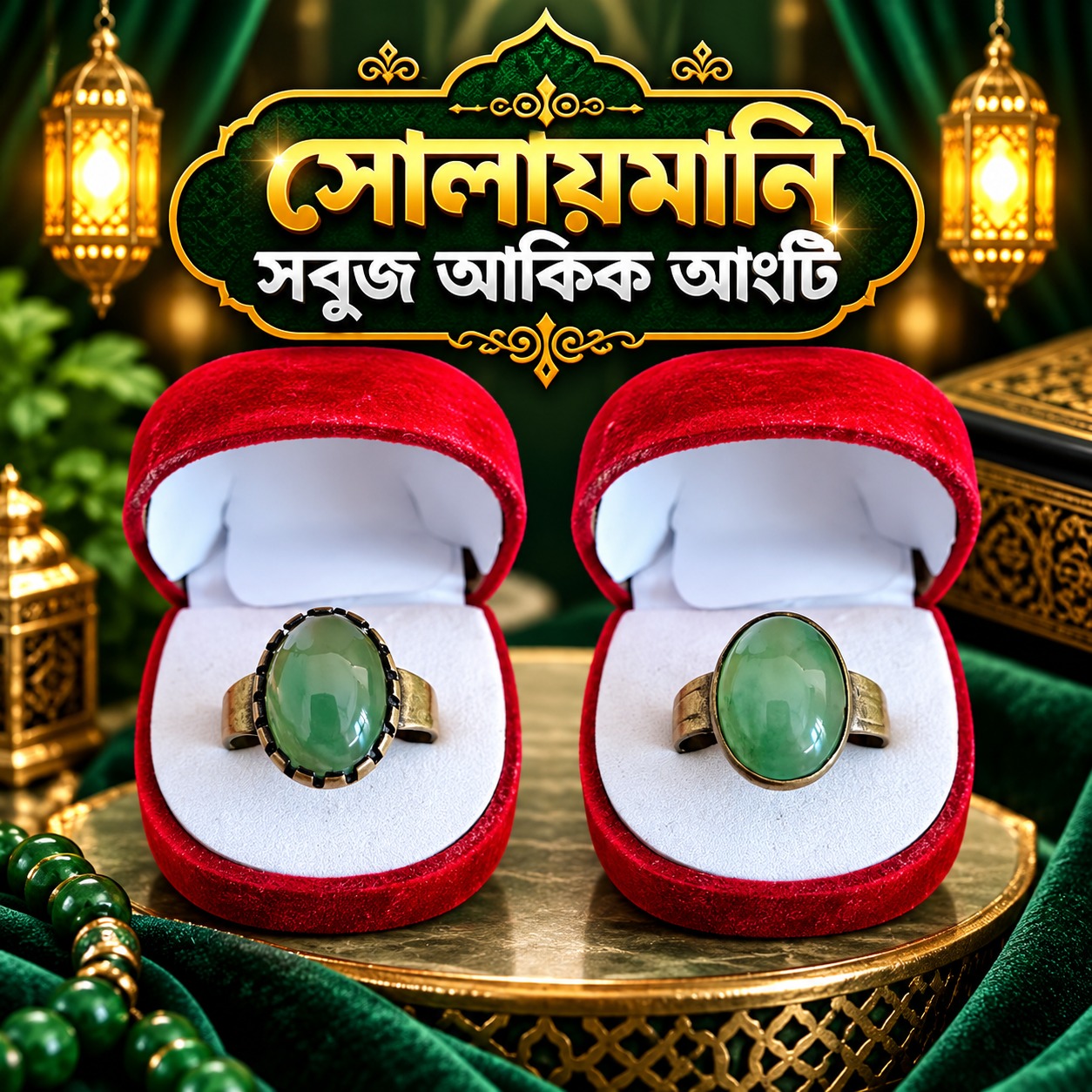 সোলায়মানি সবুজ আকিক আংটি