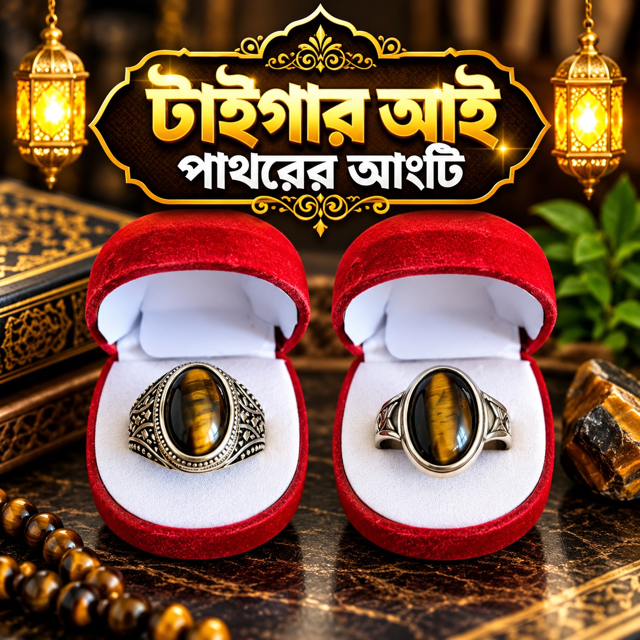 টাইগার আই পাথরের আংটি