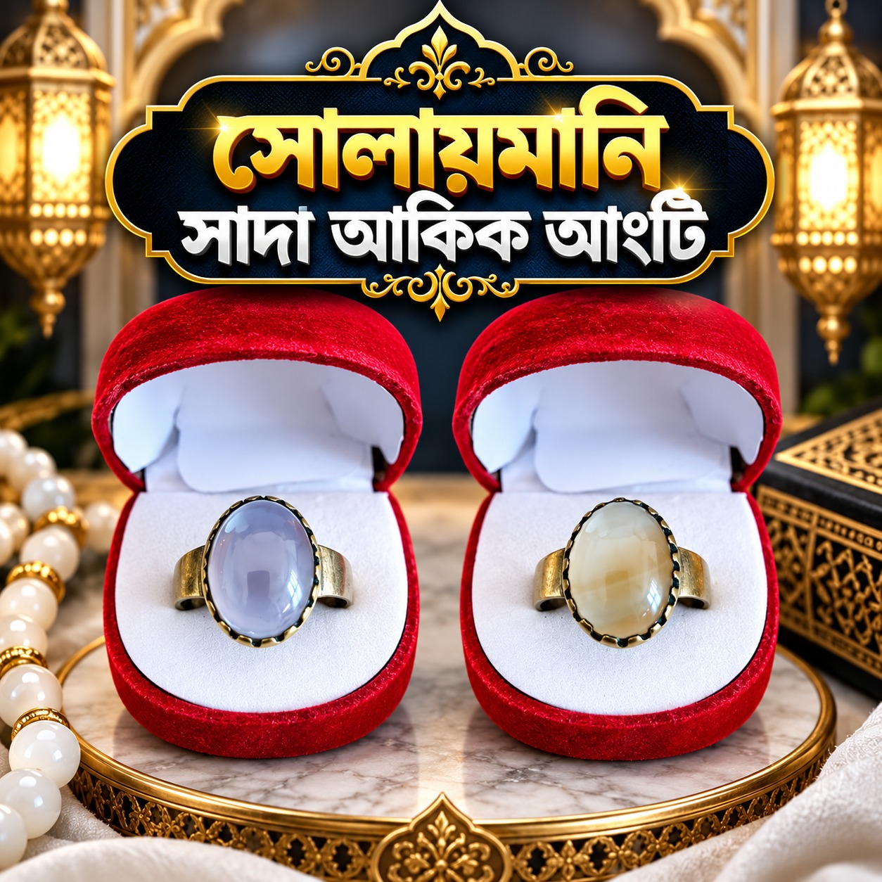 সোলায়মানি সাদা আকিক আংটি